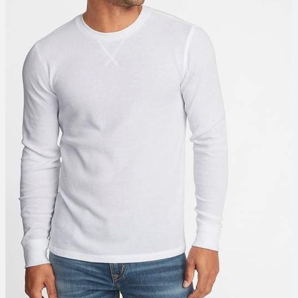 Old Navy Soft/Washed Thermal-Knit Long Sleeve Tee Cotton White Men’s Large New